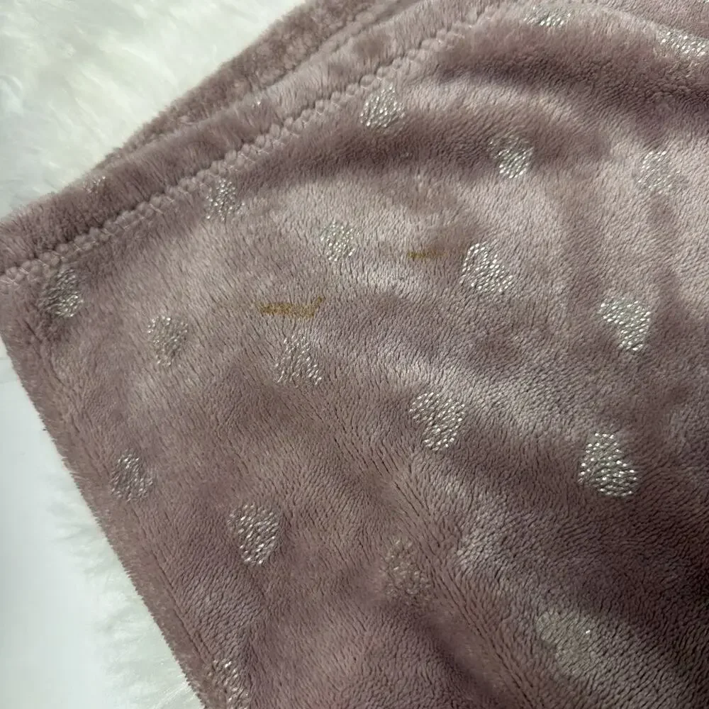 Adirondack Baby Blanket Silver Hearts Rose Pink Security 30